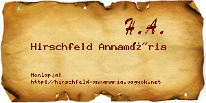 Hirschfeld Annamária névjegykártya